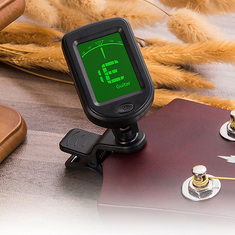 Guitar Tuner Clip-on Chromatic Digital Tuner LCD Display Mini Size Tuner for Acoustic Guitar Ukulele