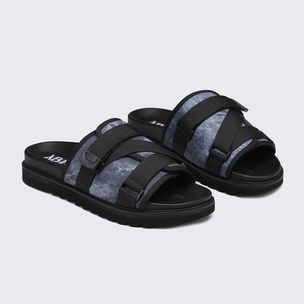 China Wholesale Fashion Thick Sole Canvas Black Sports Sandals For Men