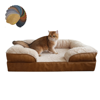 dog bed sofa for large dogs washable memory foam plush pet product cat fur fluffy orthopedic leather dog sofa bed luxury cover