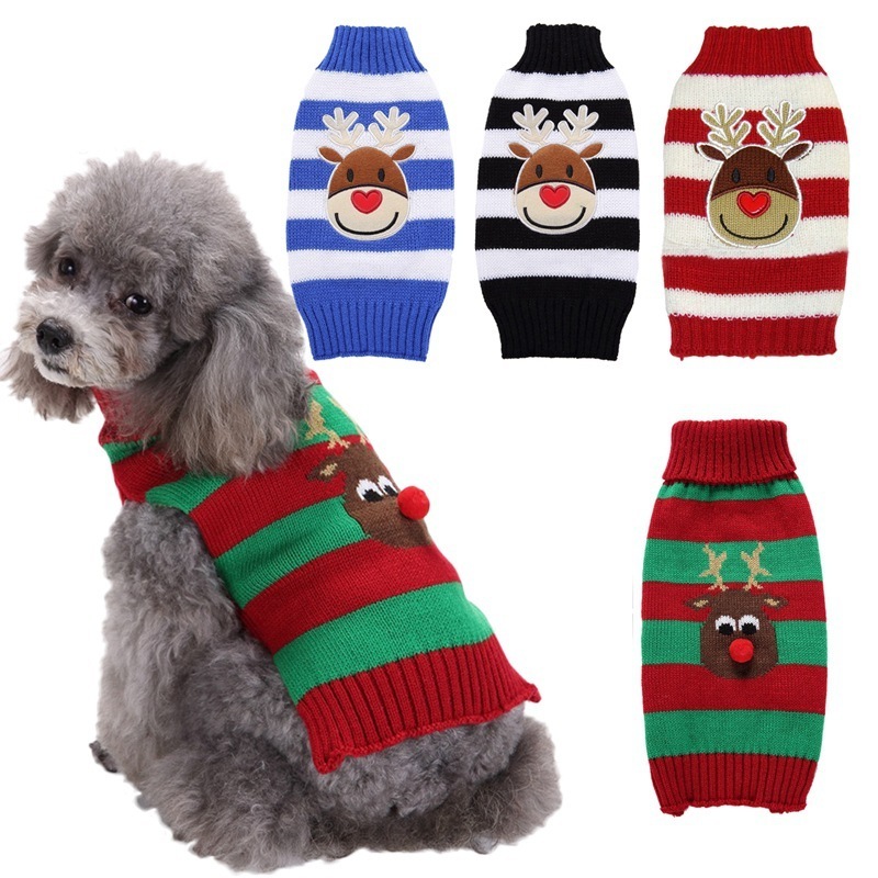 Wholesale christmas dog clothes customizable private label dog sweater winter pet christmas clothes