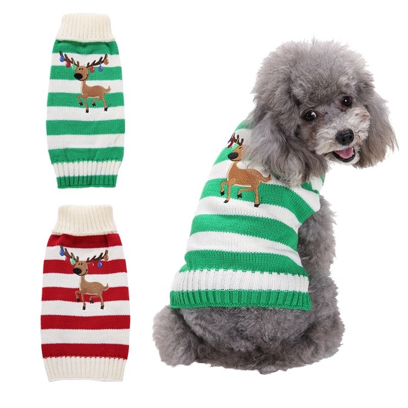 Wholesale christmas dog clothes customizable private label dog sweater winter pet christmas clothes