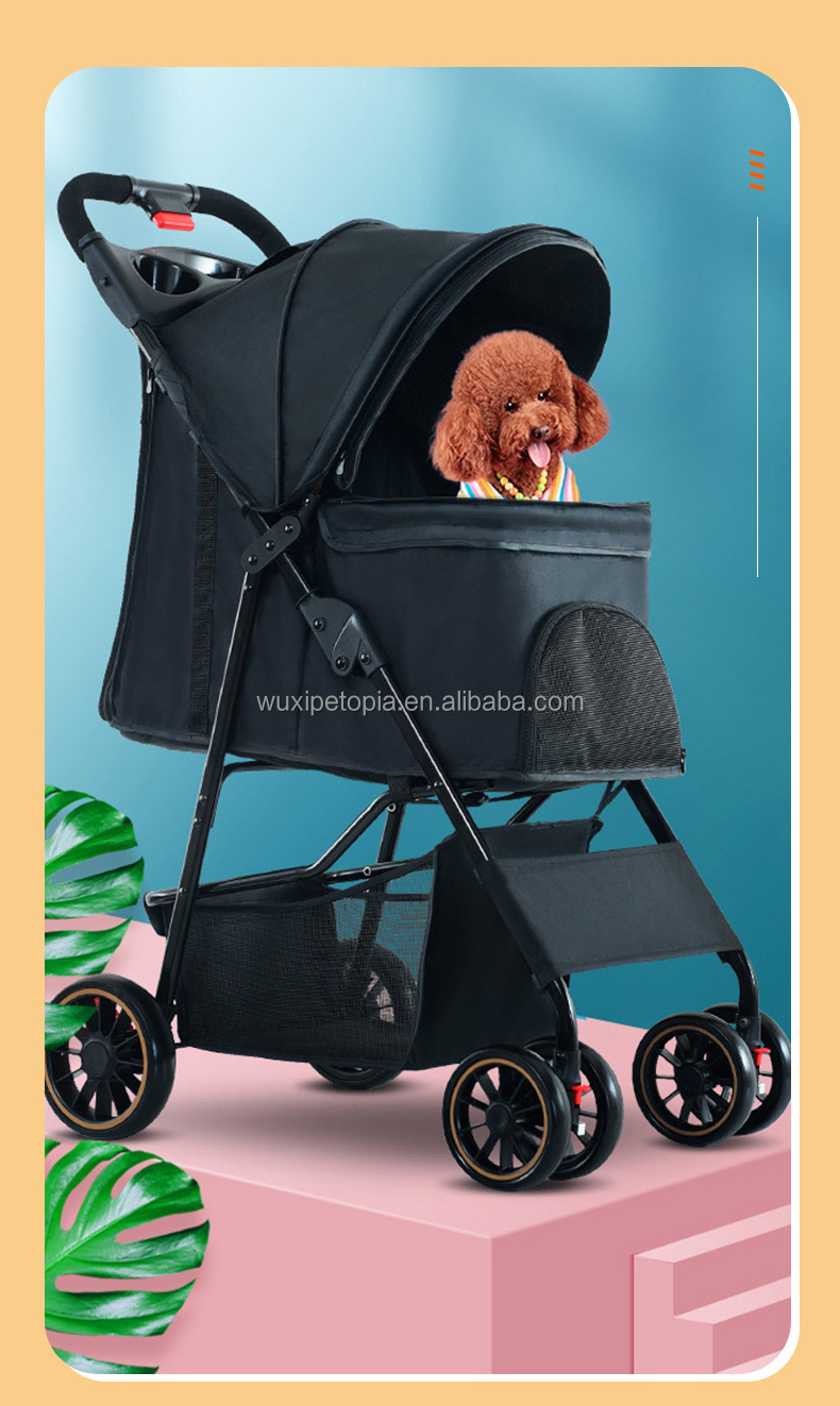 Pet Stroller Wheels Dog Cat Cage Stroller Folding for Small Medium Dogs Travel Waterproof Puppy Stroller