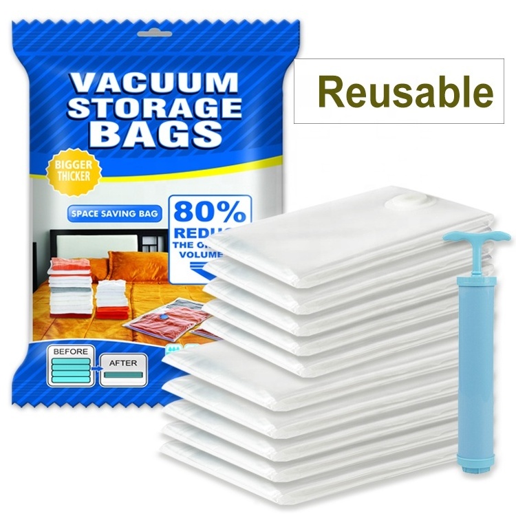 Travel Cloth Transparent Space Saver Compressed Storage Packaging Vacuum Seal Bags For Clouts