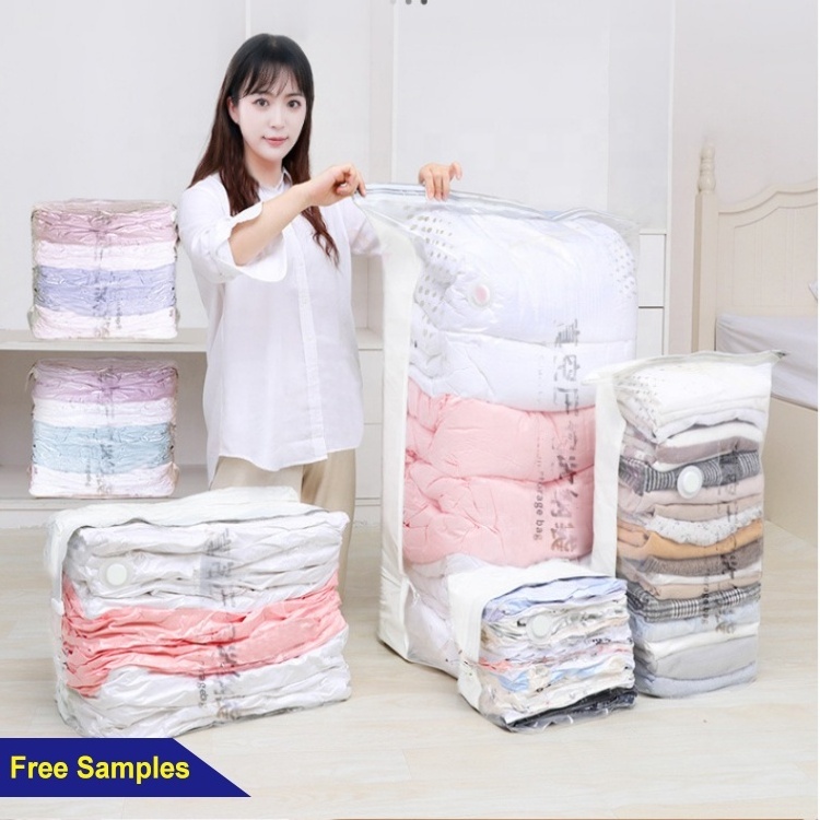 Clothes Mattress Pillows Plastic Compression Bags Suction Travel Hand Roll Up 100X120 Vacuum Bag For Bed