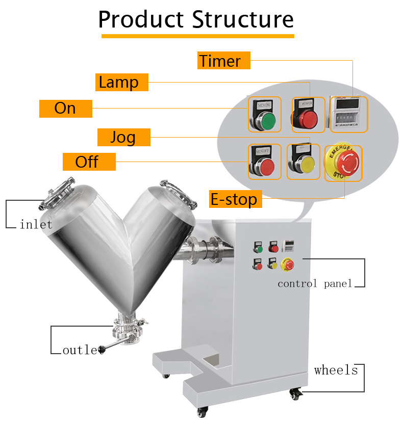 VCB-10 Small Powder Mixer Machine / Dry V Blender / V Cone Mixer