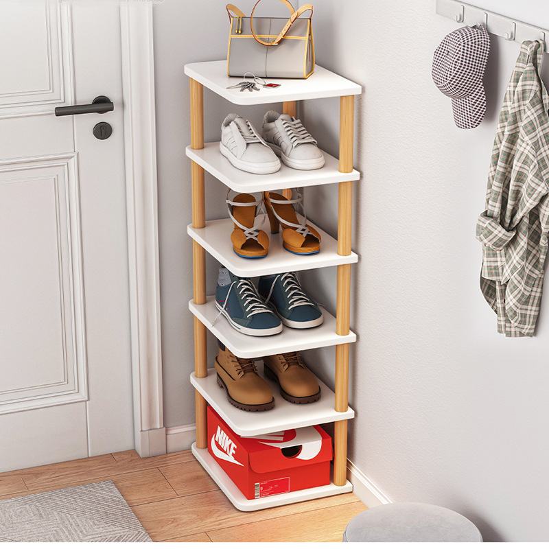 Door Entrance Small Simple 3/5/7/8 Layer Solid Wood Shoes Boot Shelf Racks For Home Corner