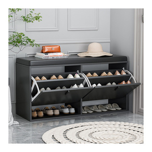 Living Room Entryway Furniture Modern Simple Wooden Small Shoe Storage Bench Thin Rotating Shoe Rack Cabinet With Seats