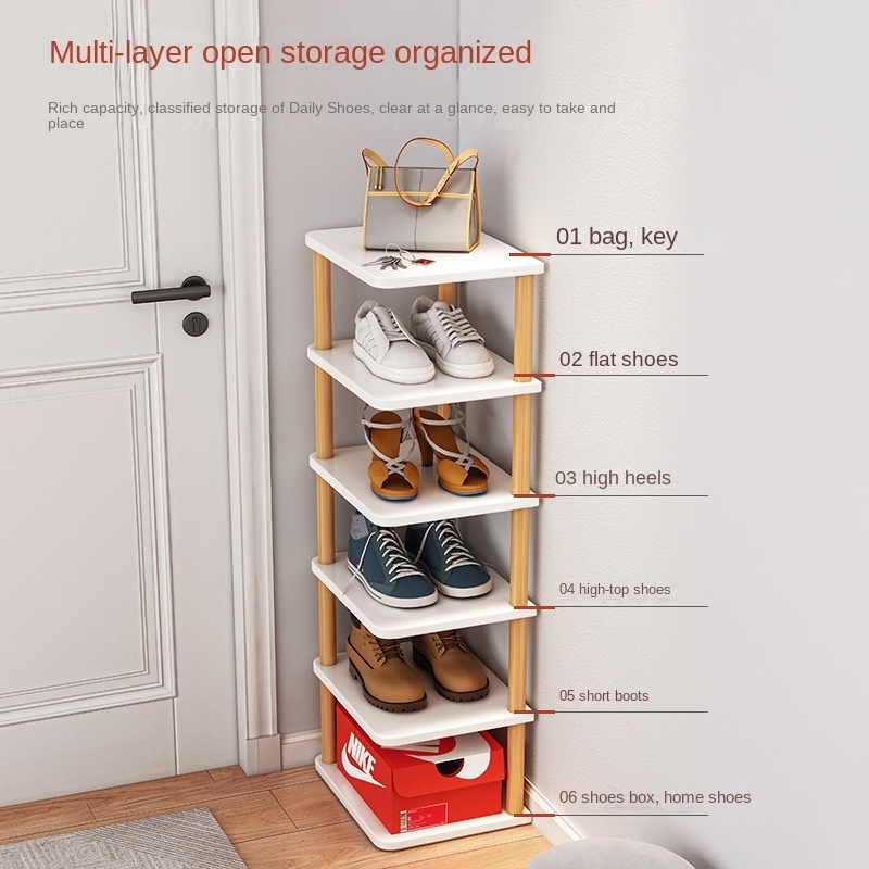 Shoe Stand Tall Shoe Rack, Stackable And Narrow Vertical Shoe Rack For Small Spaces Like Corner Bedroom And Entraway