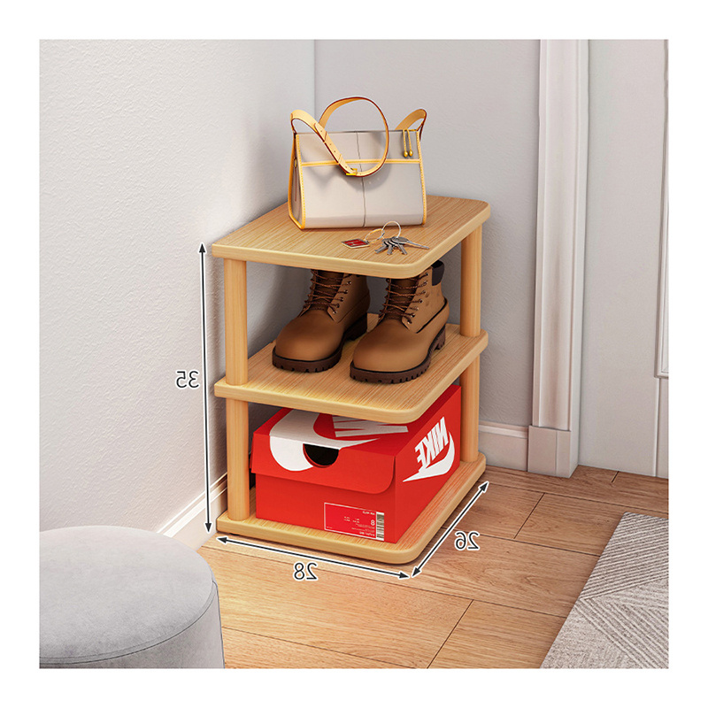 6 Tiers Vertical Shoe Rack Narrow Wooden Shoe Storage Stand, Space Saving Corner Storage Shelf