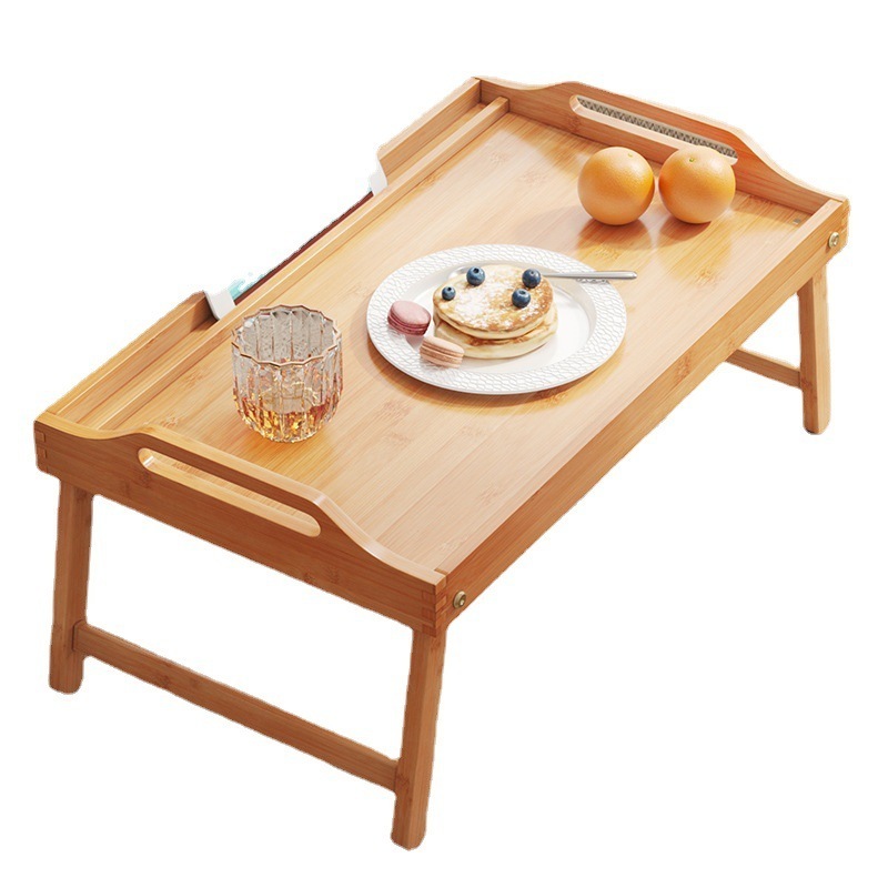 Bamboo Bed Laptop Tablet Computer Desk Artistic Ins Solid Wood Foldable Breakfast Table Small Table Study Table