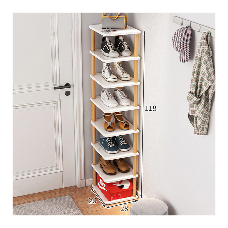 Door Entrance Small Simple 3/5/7/8 Layer Solid Wood Shoes Boot Shelf Racks For Home Corner