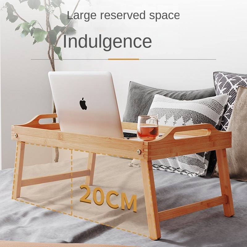 Bamboo Bed Laptop Tablet Computer Desk Artistic Ins Solid Wood Foldable Breakfast Table Small Table Study Table