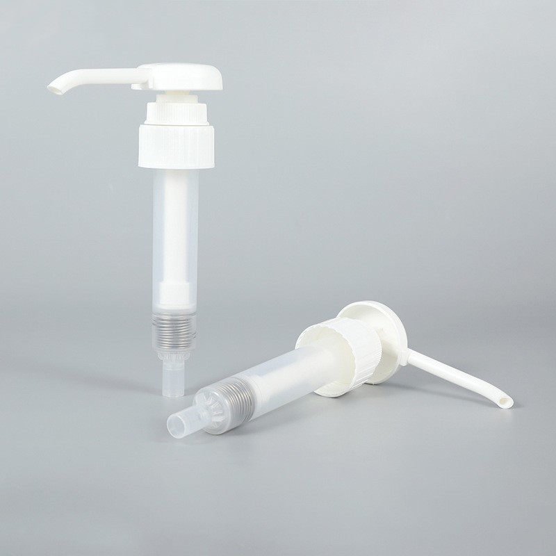 Professional Reusable 28mm 28/410 Plastic Dispenser Food-quality Pump With Long Nozzle For Coffee Syrup Jam Honey Sauce