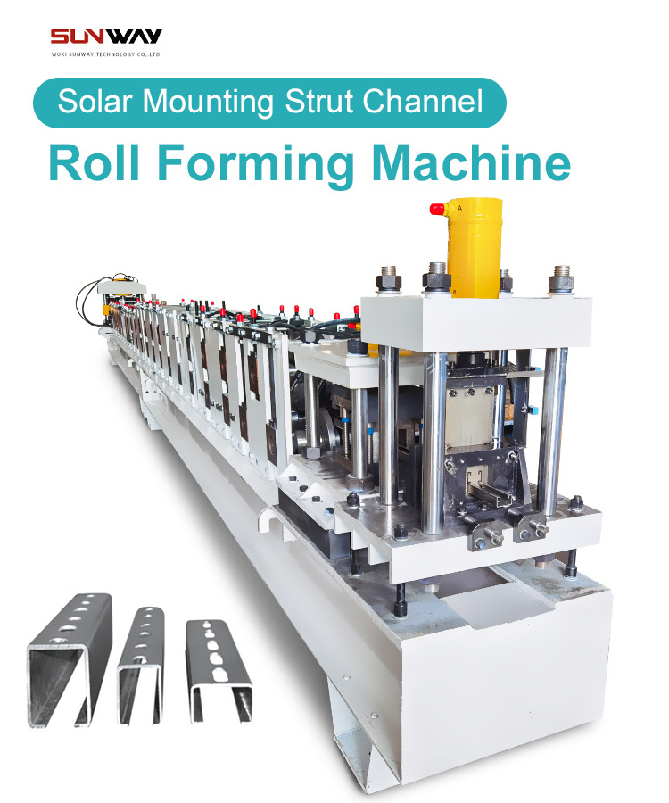 C Channel 41*41mm Stand-alone Solar Photovolta Stand Roll Forming Machine Automatic Solar Panel Framing Machine