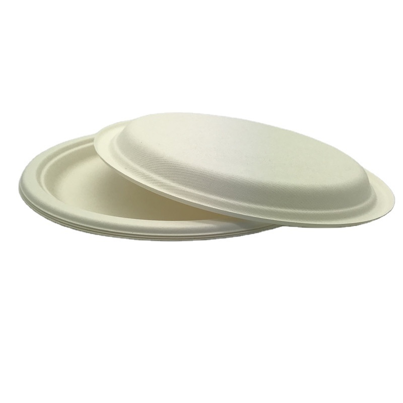 7 inch Round Disposable Paper Plate Sugarcane Bagasse Pulp Paper Party Plate Compostable 100% Biodegradable Plates