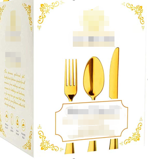 Disposable Gold Cutlery Gold Plastic Spoons Forks Knives and Plates 240 pcs Cutlery Set for Wedding