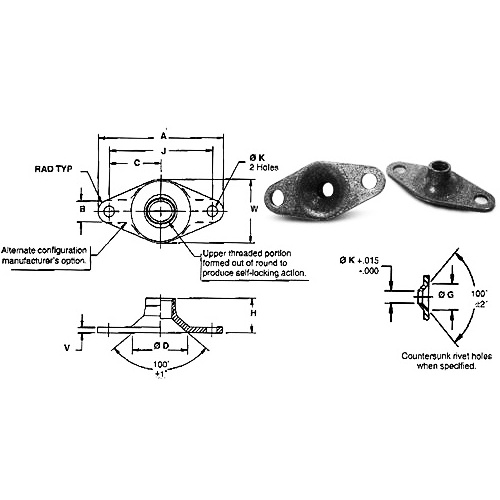 Fixed nutplate self sealing self-locking plate floating anchor nut