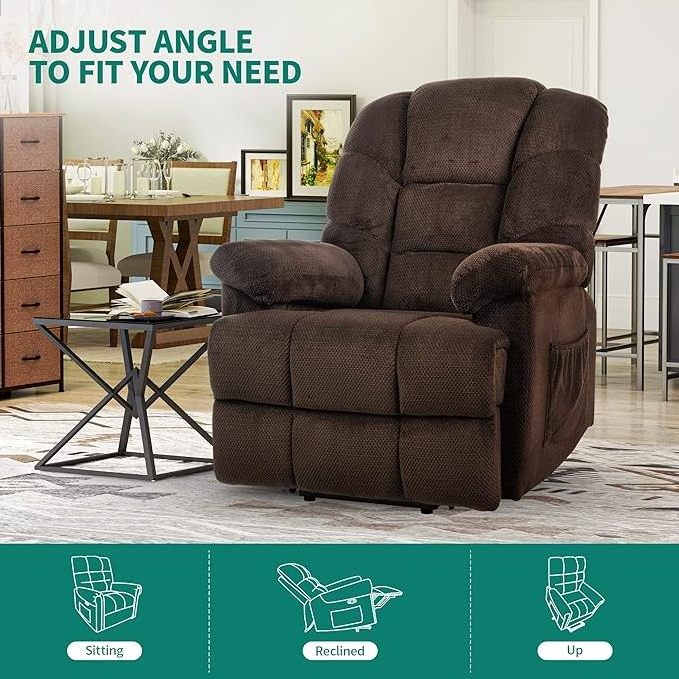 Living Room Recliner Chair Massage Single Sofa Adjustable Home Theater Seating with Thick Cushion and High Back Padded Backrest