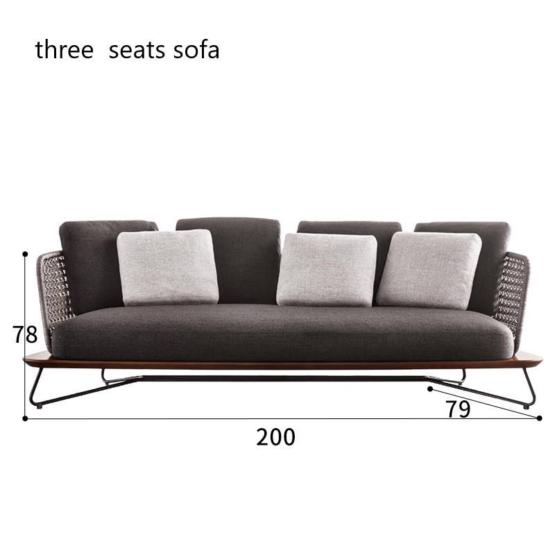 Natural and simple living room sofa cover set balcony rattan Villa outdoor sofa customization three seat sofa