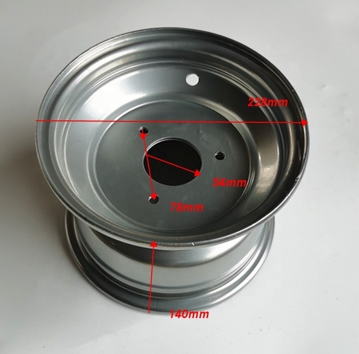 Sliver steel front ATV Hub rim wheel 8 inch with 3 holes for Go Kart 18x9.5-8 Goff Buggy 4 wheelers