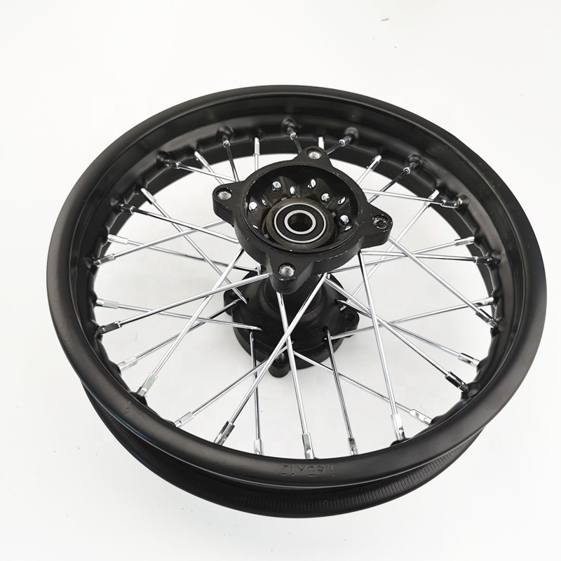 12mm 15mm Black dirt bike rear alloy rim wheel with hub 12inch 1.85x12for motocross CRF50 XR50 CRF70 XR70