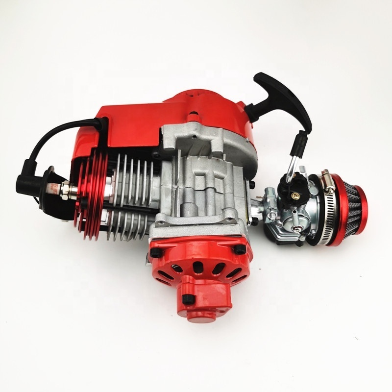 Red High performance 2 stroke mini bike 49cc engine for dirt bike atv with CNC cylinder gear box