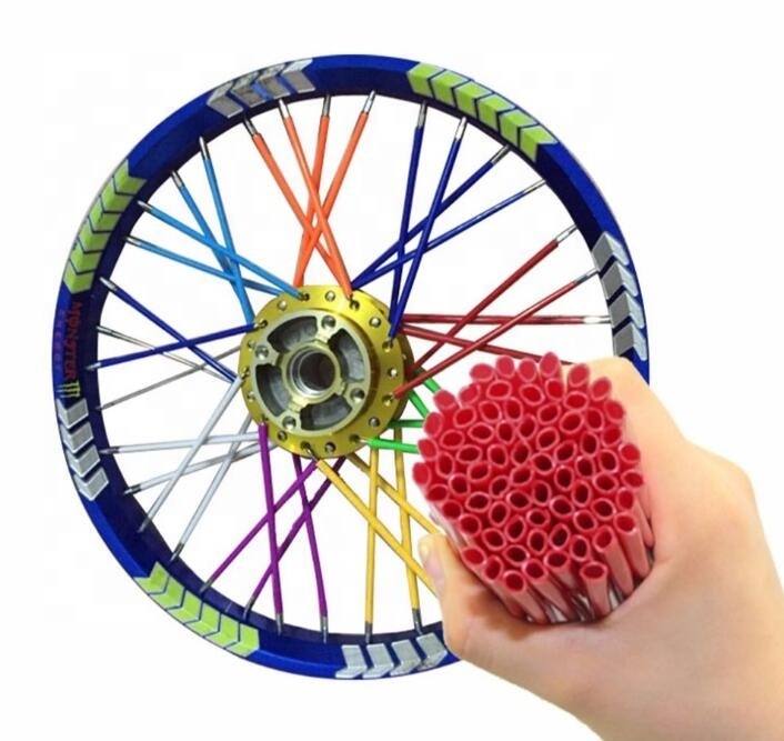 colored 72pcs 24cm wheel spoke skins for motorcycle bicycle rim dirt bike motocross Wraps Covers