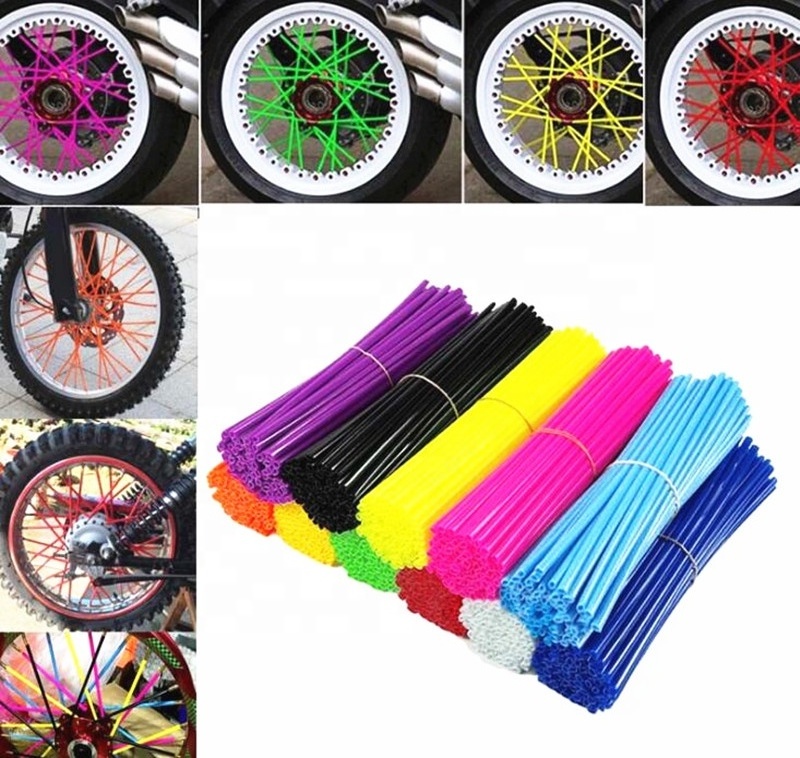 colored 72pcs 24cm wheel spoke skins for motorcycle bicycle rim dirt bike motocross Wraps Covers