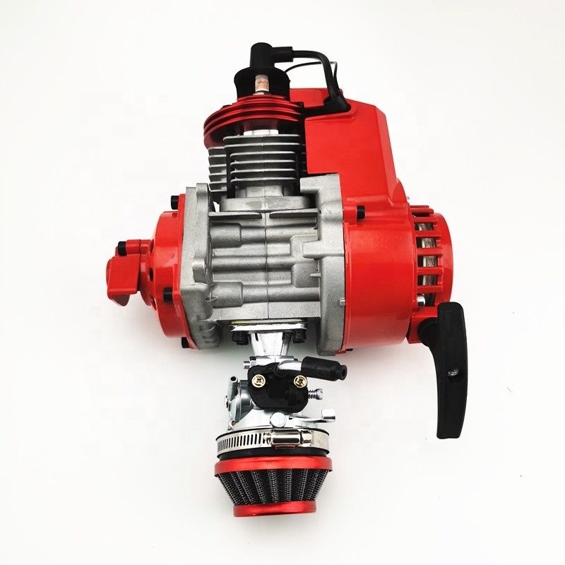 Red High performance 2 stroke mini bike 49cc engine for dirt bike atv with CNC cylinder gear box