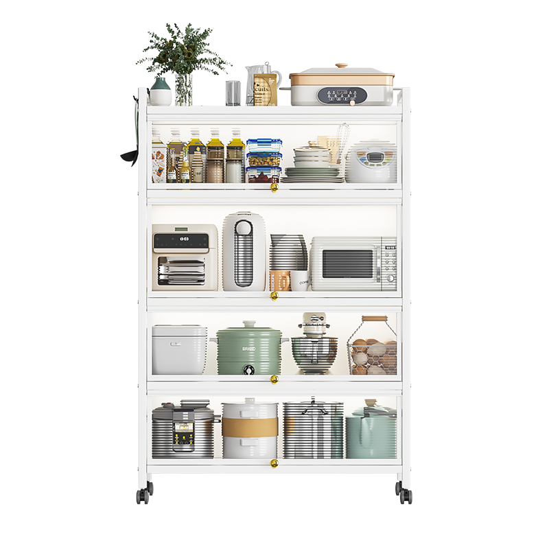 Square Storage Shelf Customizable Modern Removable Food Storage with Flip-Top Door  5-Layers Stainless Steel Storage Unit