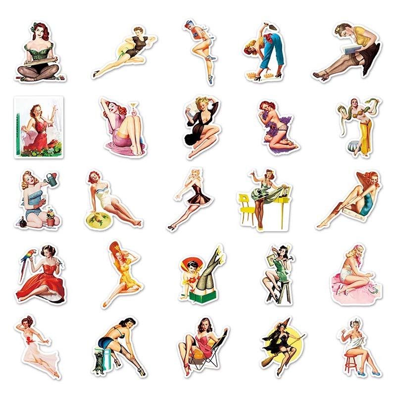 50pcs Factory Wholesales Sexy Beauty Stickers Waterproof Decorative Skateboard Luggage Laptop Poster Girl Stickers