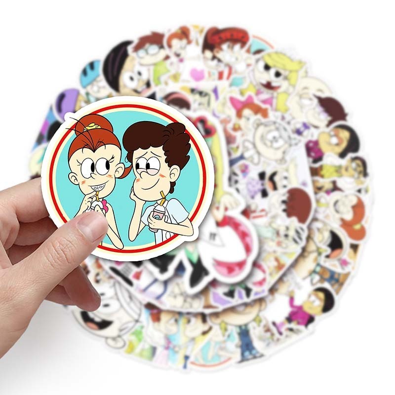 50pcs Factory Direct Sale Laptop Water Cup Die-cut Self-adhesive Label Waterproof Anime The Loud House Stickers