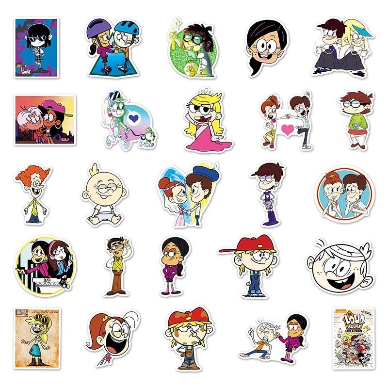 50pcs Factory Direct Sale Laptop Water Cup Die-cut Self-adhesive Label Waterproof Anime The Loud House Stickers