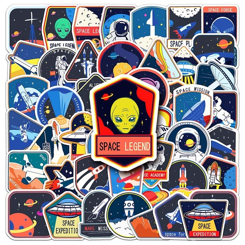 50pcs Wholesale Price Waterproof Custom Stickers Decorative Laptop Mobile Phone Car Original Space Astronaut Graffiti Stickers