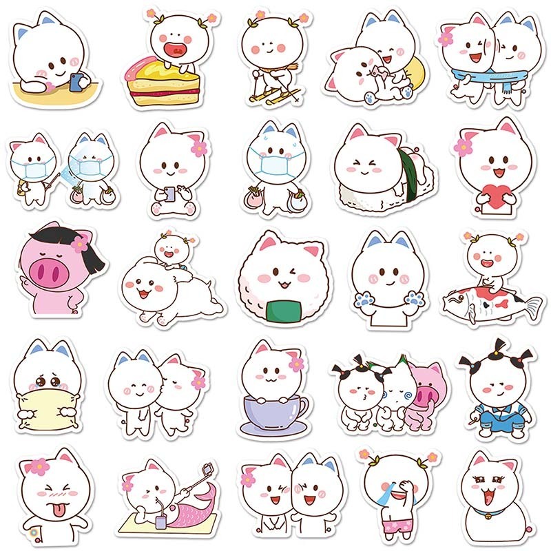 53 PCS High Quality Wall Decoration Custom Sticker Cute Cartoon Waterproof Kawaii Peach Fairy Stickers For Notebook Luggage Cup