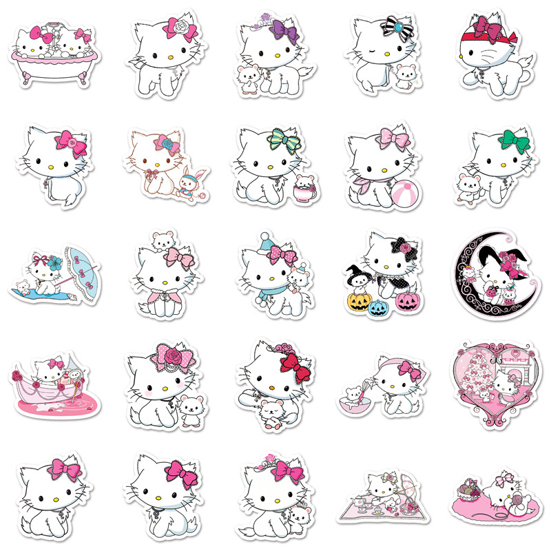 50 pcs Hot Sale Decoration Sanrio Kawaii Sticker Self-adhesive Label Vinyl PVC Anime Charmmy Kitty Sticker