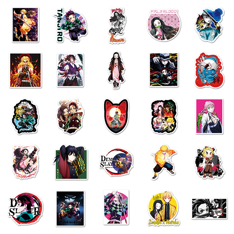 50PCS Waterproof Decor Decal Graffiti Cartoon Japan Anime Sailor Moon Demon Slayer Sticker For Laptop Luggage Window