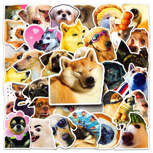 50Pcs High Quality Cartoon Waterproof Animal Stickers Decorative Pet Dog Pet Meme Sticker For Notebook Wall Laptop Car