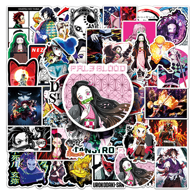 50PCS Waterproof Decor Decal Graffiti Cartoon Japan Anime Sailor Moon Demon Slayer Sticker For Laptop Luggage Window