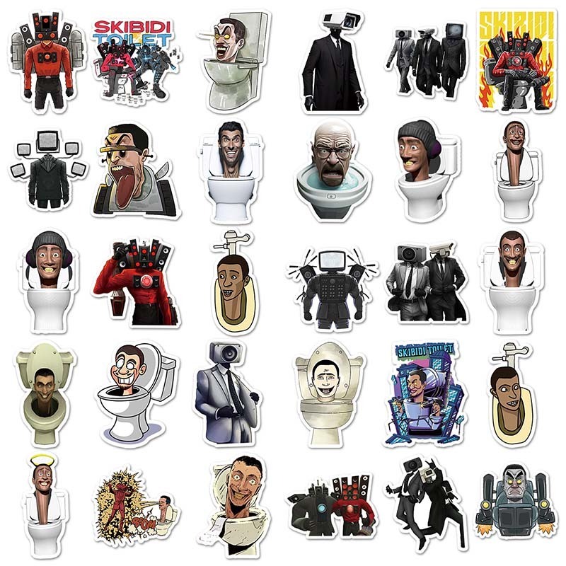 60PCS Funny Cartoon Game Speakerman Cameraman Decals Skibidi Toilet Sticker