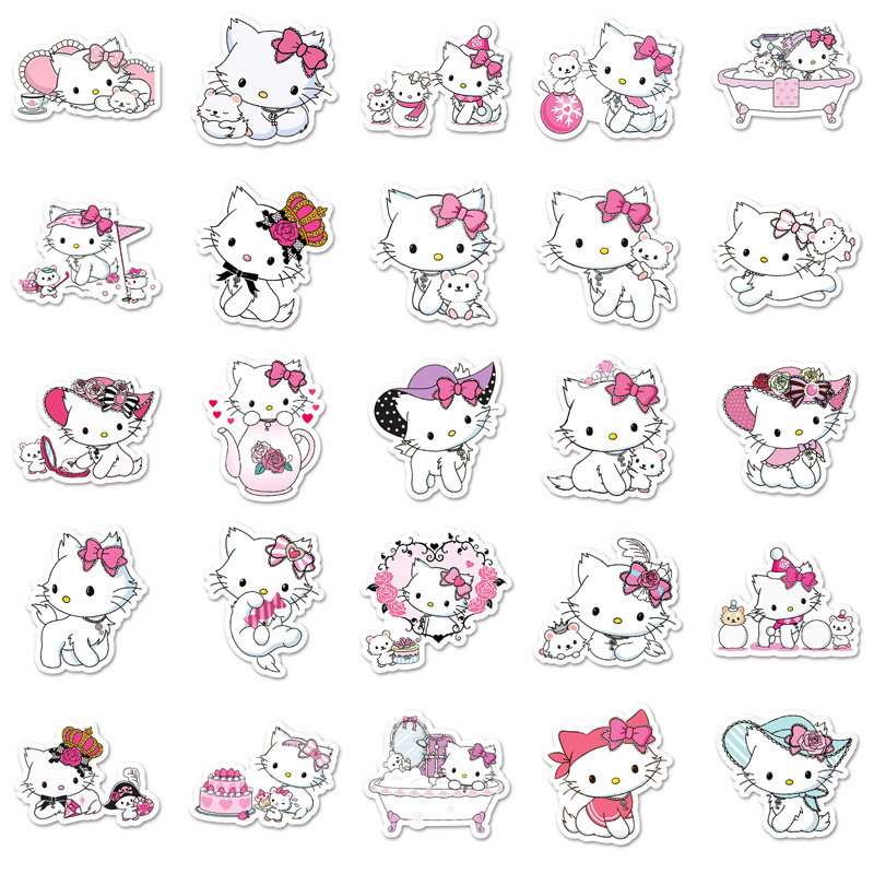 50 pcs Hot Sale Decoration Sanrio Kawaii Sticker Self-adhesive Label Vinyl PVC Anime Charmmy Kitty Sticker