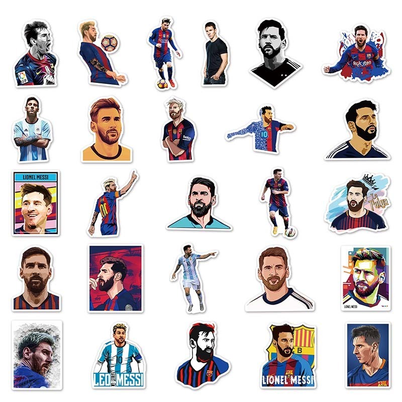 51Pcs Football Sport Star Messi Graffiti Sticker For Boy Water Bottle Luggage Laptop Phone Paper Decals Label Stickers