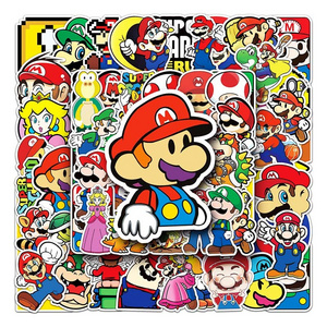 53PCS Cute Cartoon Switch Video Games Super Mario Stickers Die Cut Mirror Stickers