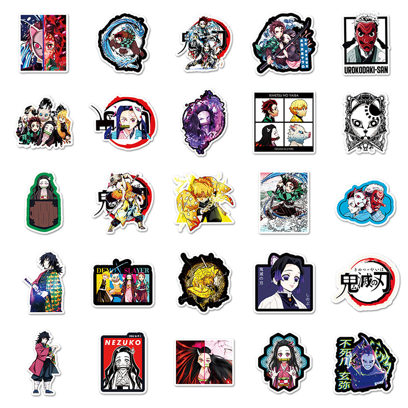 50PCS Waterproof Decor Decal Graffiti Cartoon Japan Anime Sailor Moon Demon Slayer Sticker For Laptop Luggage Window