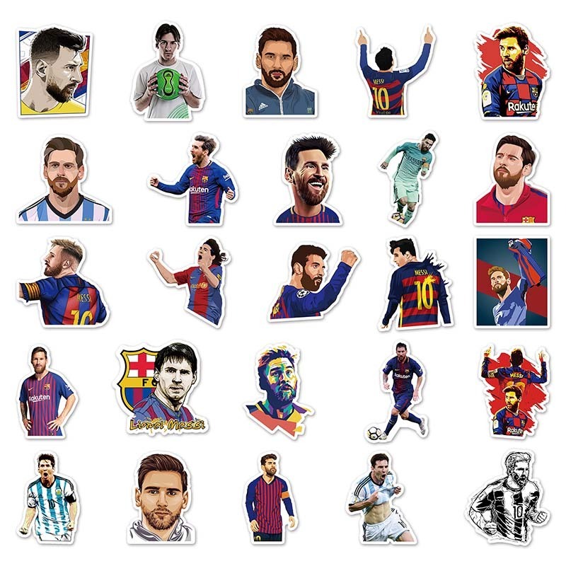 51Pcs Football Sport Star Messi Graffiti Sticker For Boy Water Bottle Luggage Laptop Phone Paper Decals Label Stickers