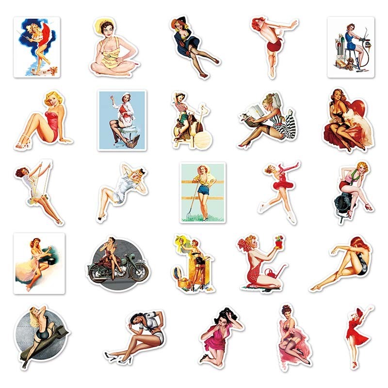 50pcs Factory Wholesales Sexy Beauty Stickers Waterproof Decorative Skateboard Luggage Laptop Poster Girl Stickers