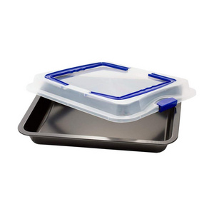 Bakeware Convenient Baking Pan Black Carbon Steel Non-stick Biscuit Plate Square Baking Tray