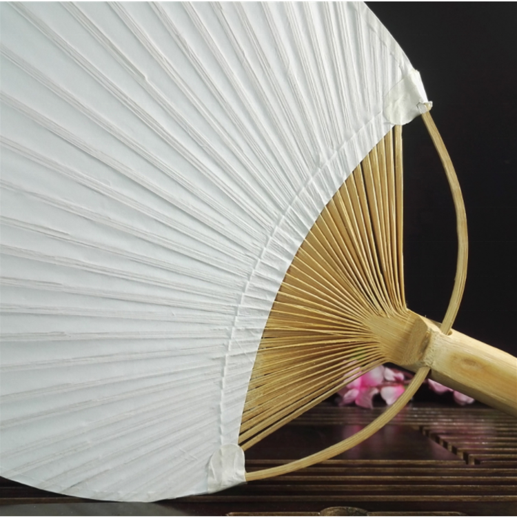 High Quality Hand-Held Bamboo Paper Round Hand Fans for Personal Use Weddings Promotion and Events