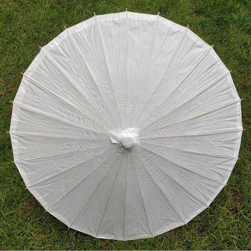 Handmade 84cm Plain White Chinese Wedding Paper Umbrella Paper Parasols for Decoration