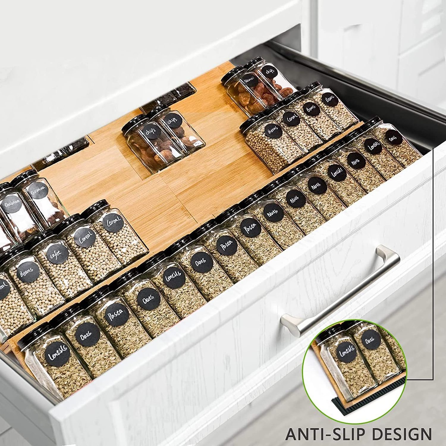 Spice Rack Tray 28 Jars Spice Drawer Organizer 4 Tiers Bamboo Accept Customized Kitchen Storage Holders & Racks Flexible 100 Pcs